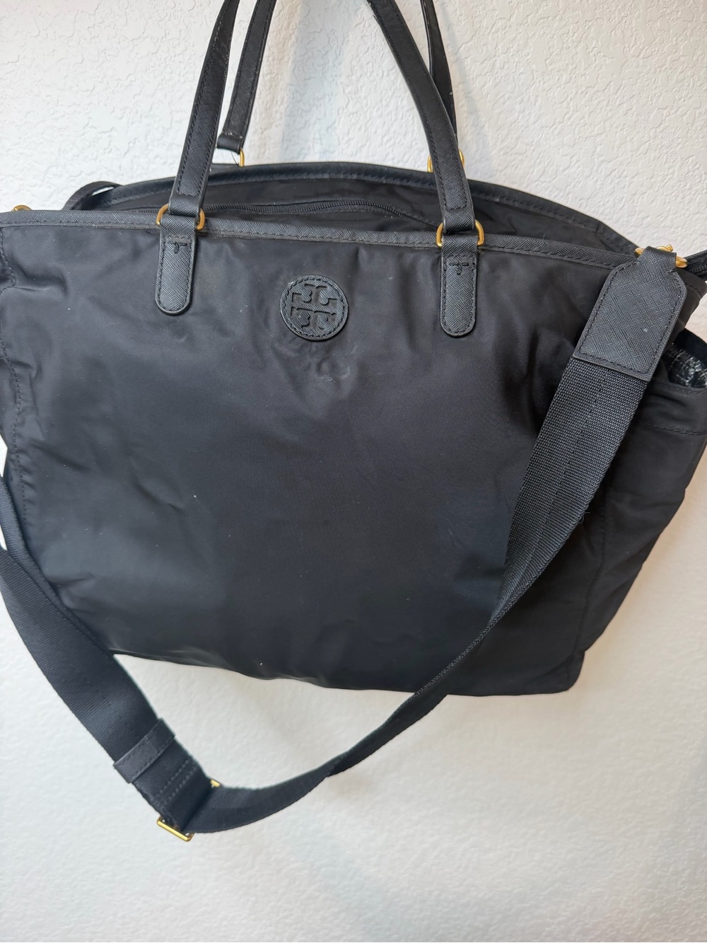 Tory Burch Black Nylon Diaper Baby Shoulder Bag Travel Bag Tote Crossbody